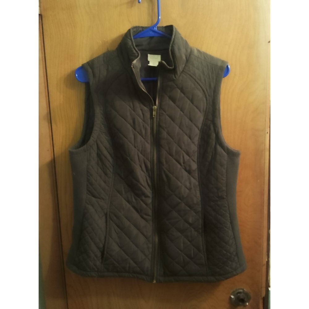 Woman's Olive Green Sleeveless Quilted Full Zip Up Vest Size Large Aspen Is The‎